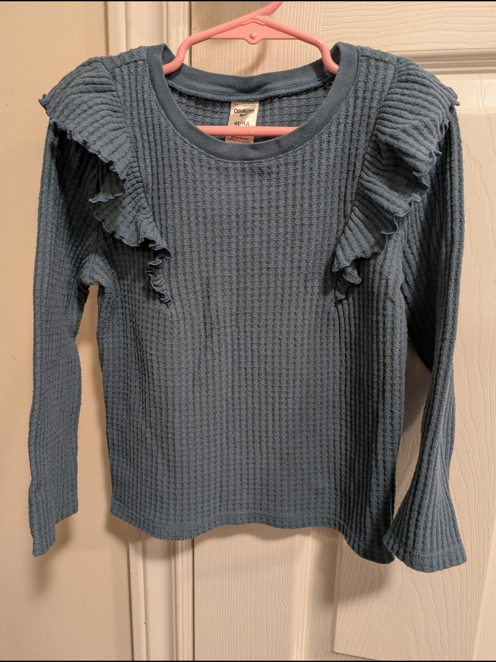 OshKosh B'gosh Dusty Blue Waffle Knit  Top